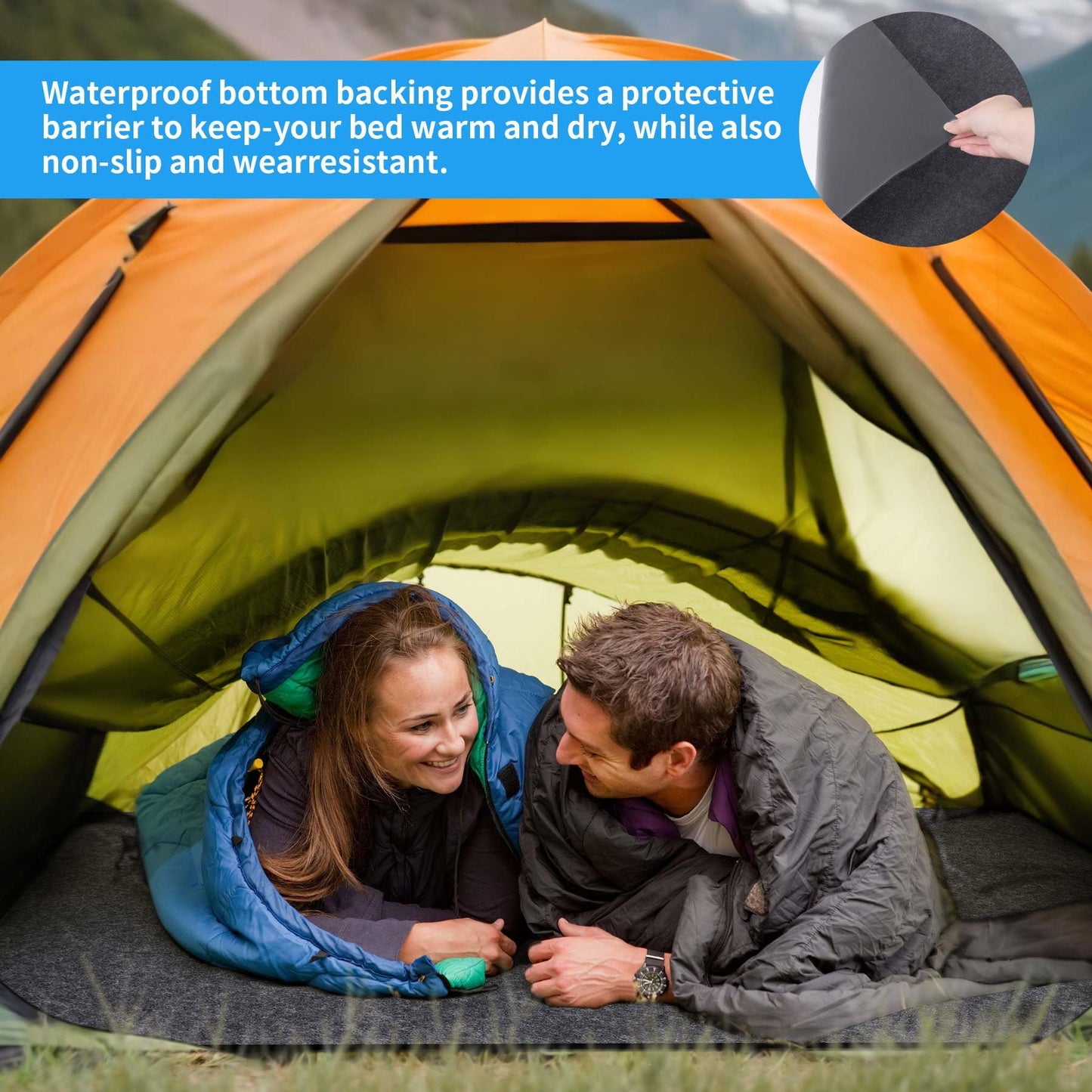 BREENHILL 2 Pack Camping Tent Carpet Mat, (7'4" x 8'4") Inside/Outside Tent Rug,Protective Waterproof Liner Keeps You Warm & Dry, Outdoor Camping Floor Rug Accessory,Trimmable Material