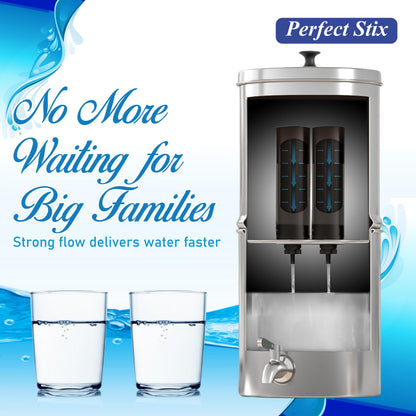 Denali Spring-2.25G (8 Liters)- Stainless Steel Gravity-Fed Water Filtration System with 2 Black Filters, SS Tap, POSTreat Filters, Vision Tap and Stainless Steel Stand