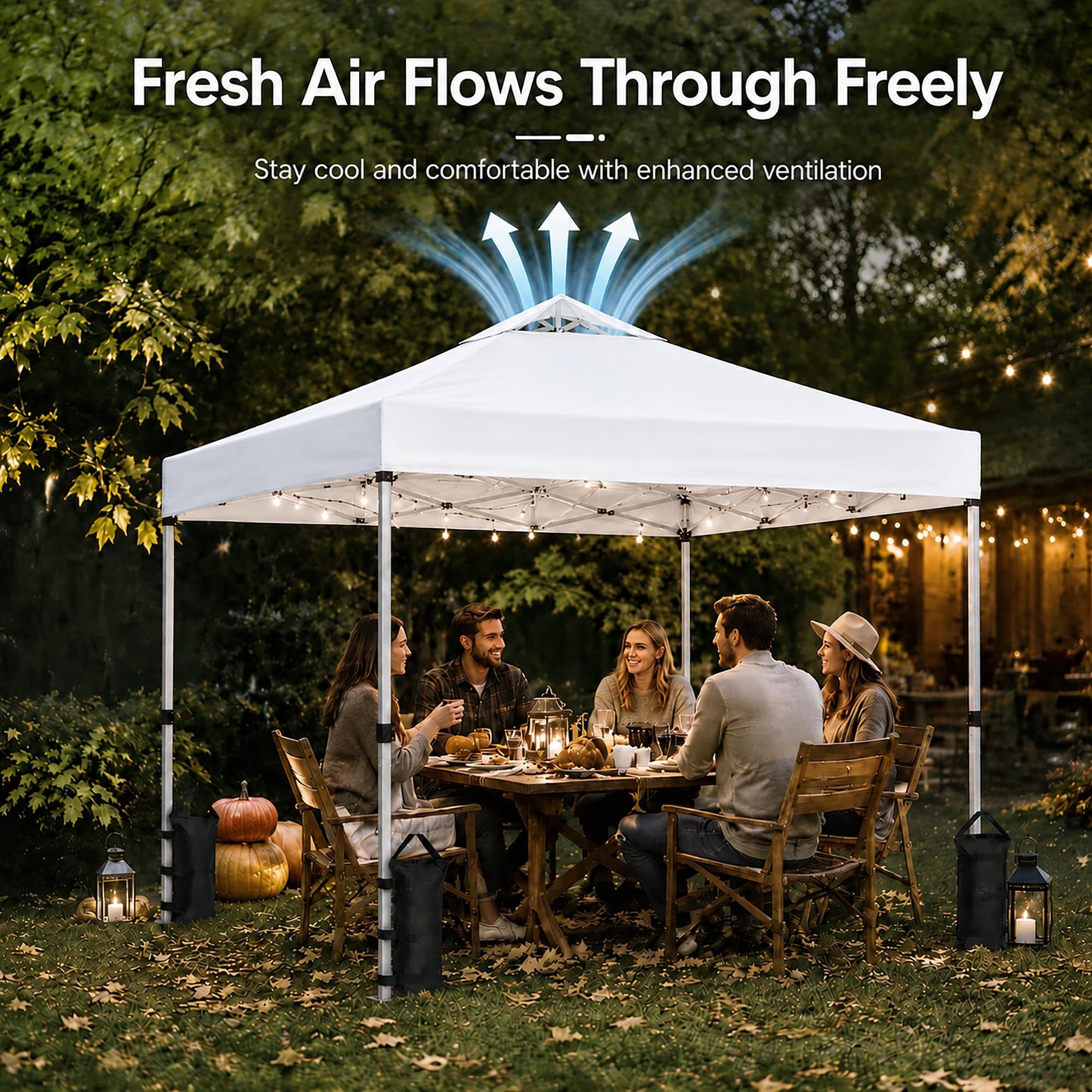 10x10 Pop Up Canopy Tent – One-Person Setup, Waterproof & UV-Blocking, Heavy-Duty Steel Frame, Wheeled Bag & Sandbags – Outdoor Shelter for Party, Camping, Beach, Outside Events (White)