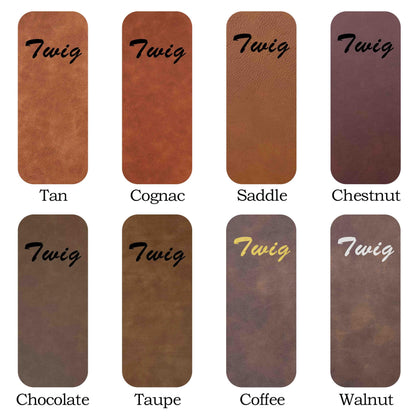 Tan/Black Laserable Leatherette Sheet Laser Engraving Blanks Thick Light Brown Faux Leather Hat Patches Heat Press Iron-on with Heat-Activated Adhesive Backing for Crafts Material Supplies,1.8mm,5-Pcs