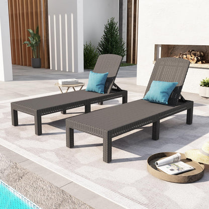 DIMAR GARDEN Beach Chairs Outdoor Chaise Lounge,Resin Pool Lounge Chair Waterproof Recliner,Mocha