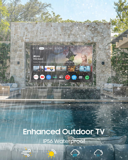 SYLVOX Outdoor TV, 43-Inch Waterproof Smart TV, 2000 nits Full Sun TV, 4K, Dolby Atmos, HDR10, Weatherproof Television with Voice Assistant Remote (Pool Pro 3.0, Latest Model)