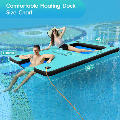 CALOBANA 10ftx6ft Inflatable Floating Dock with and Ramp & 8ft Yellow Water Hammock