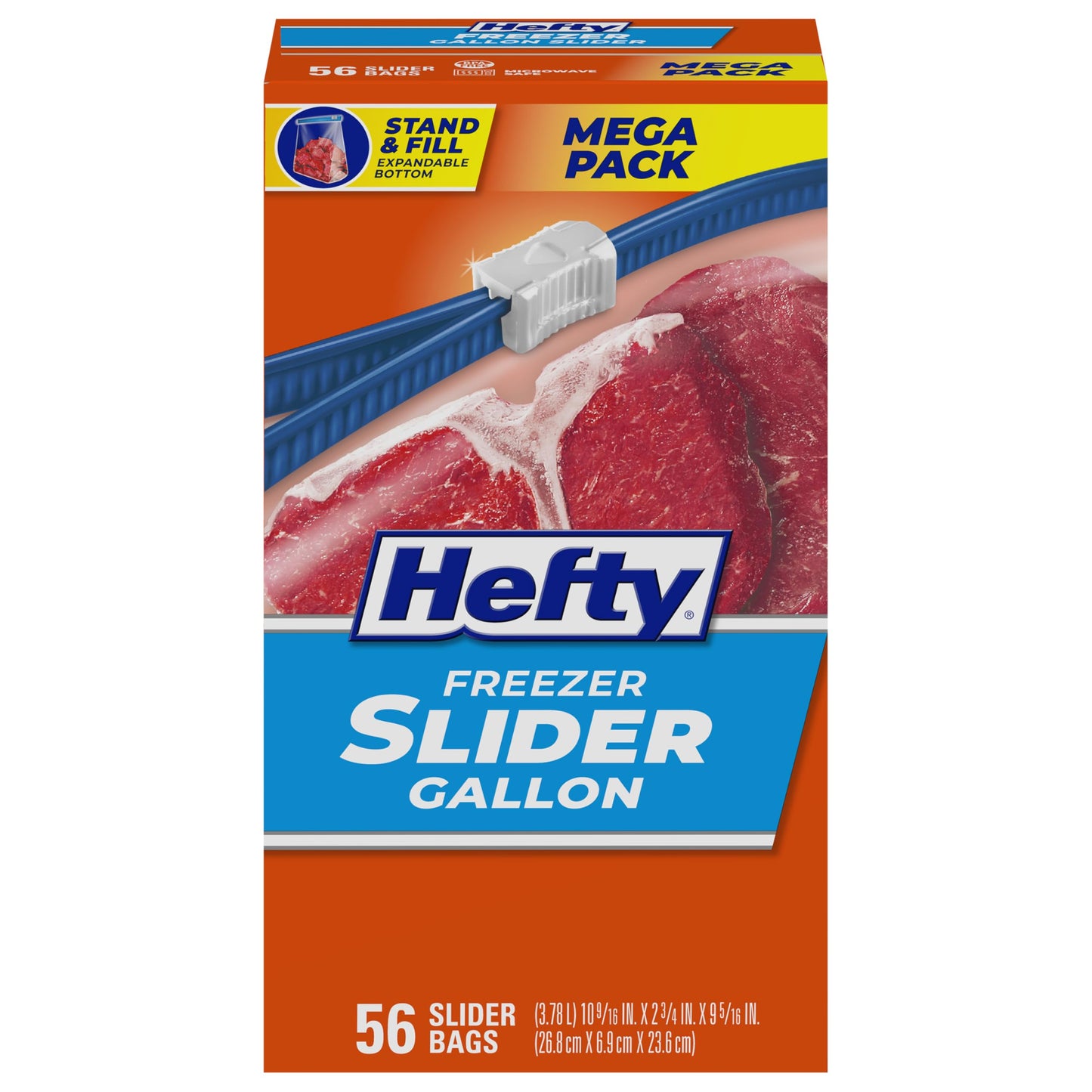 Hefty Slider Freezer Kitchen Storage Bags, Quart Size, 74 Count