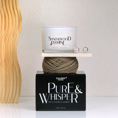Scented Candle, Talent Candles for Home Scented, 3 Wicks Soy Candles, Candle Gifts for Women & Men, Contemporary Jar Candles, 25 hrs Burn, 10.9oz Sandalwood & Jasmine, TCGG8100A