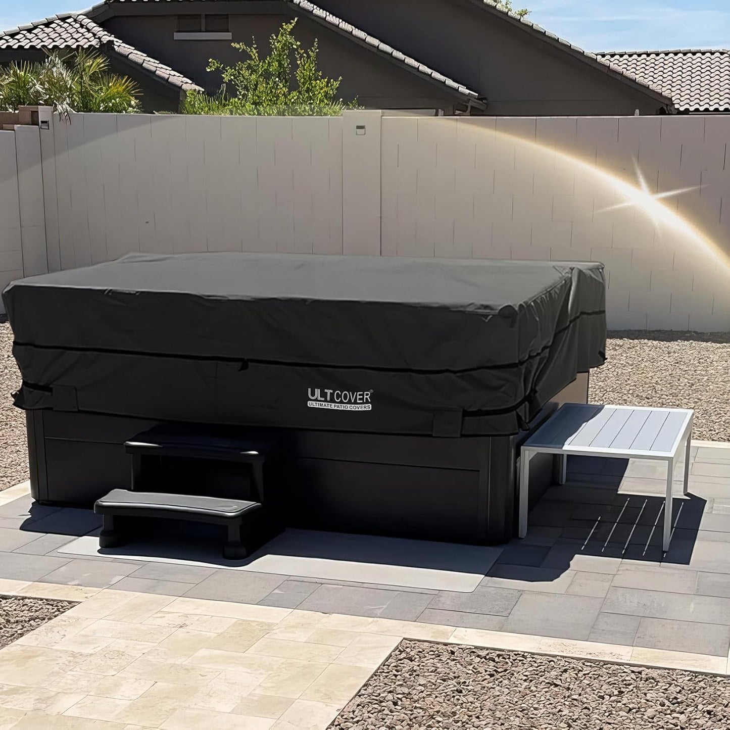 ULTCOVER Waterproof Hot Tub Cover - Durable 600D Polyester, 85 x 85 Inch, Black