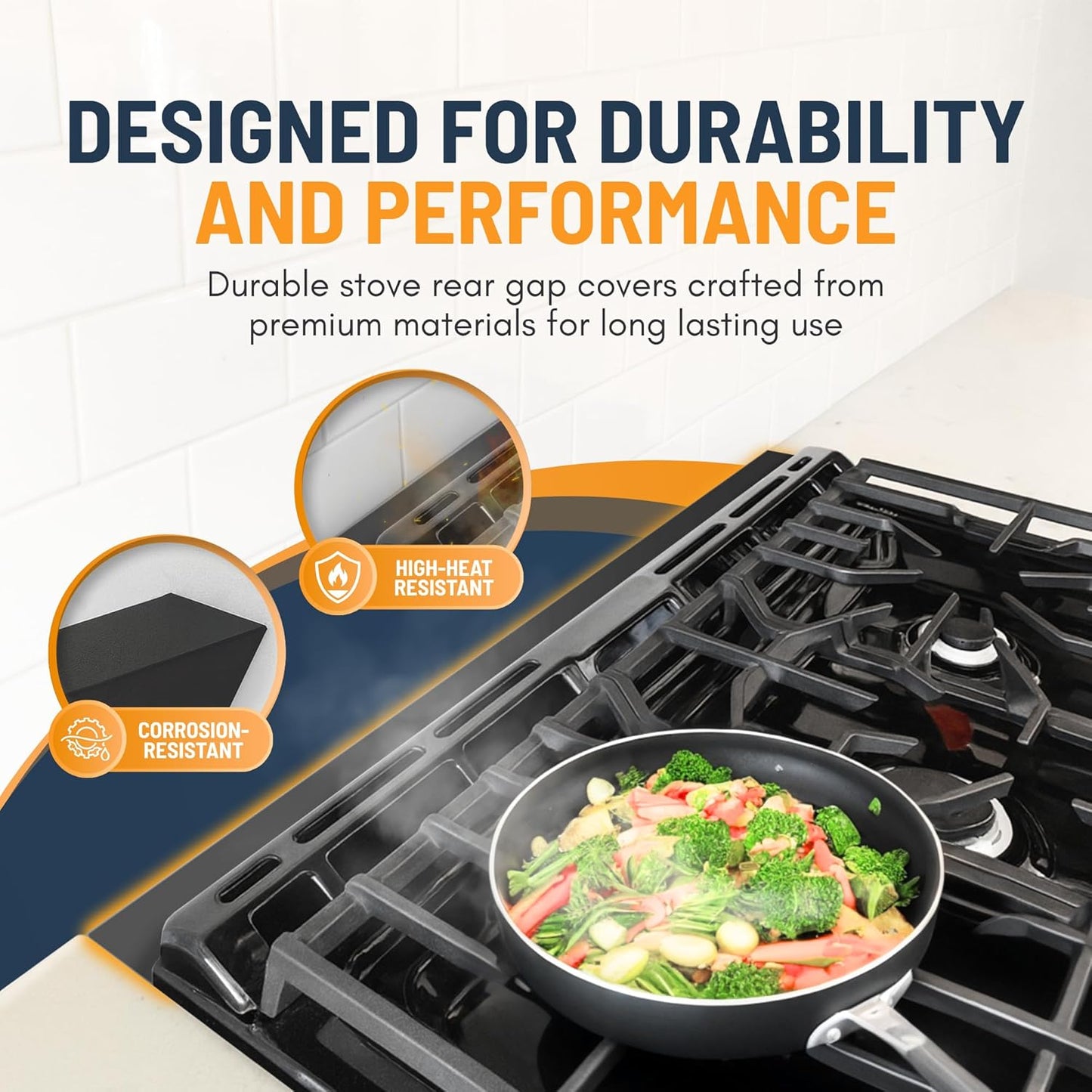 Skiennix Slide-In Range Gap Filler Kit - Universal Stove Gap Cover & Trim for Whirlpool - Black