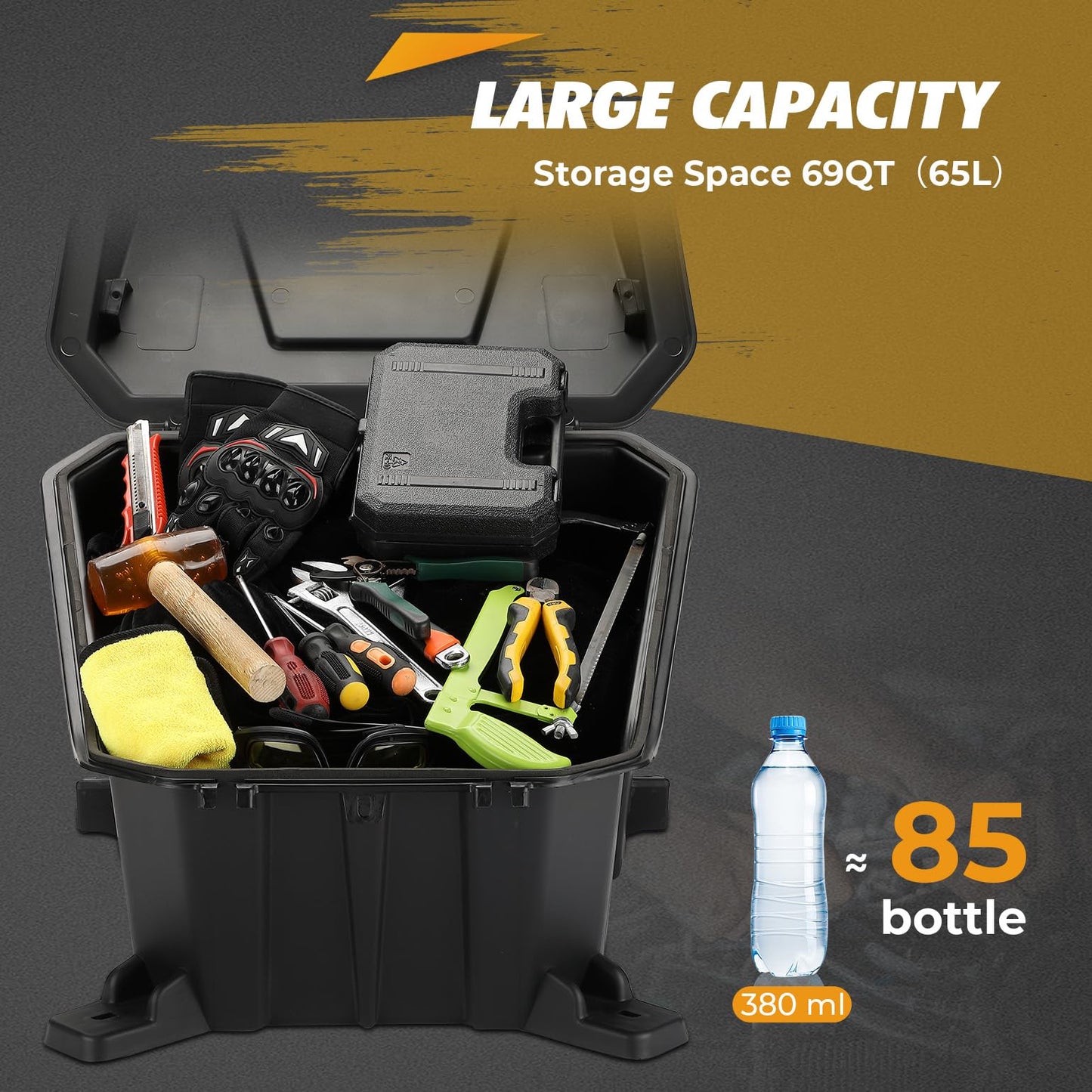 KEMIMOTO UTV Rear Cargo Box 69 QT Storage Box Compatible with Polaris RZR 900 S 1000 XP Turbo S RZR XP 1000 Cargo Bed Box 2881193 Low-Density Polyethylene Cargo Storage Box