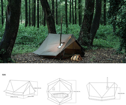 Hot Tent with Stove Jack Camping Tent Winter Tent 4 Season Tent 1-2 Person for Backpacking Camping Hiking Hunting Fishing Waterproof Windproof Lightweight 82 * 59 * 47