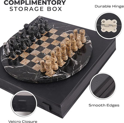 Marble Chess Set for Adults with Complementary Storage Box 15 Black &amp Coral Handmade Chess Board Game Luxury Board Games for Adults with Extra Queens