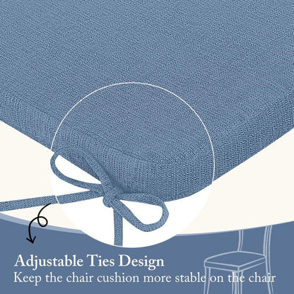 Cozyide Chair Cushions for Dining Chairs, Square Chair Pads with Ties and Non-Slip Bottom, Kitchen Chair Cushions 4 Pack, 16" x 16" x 2", Blue