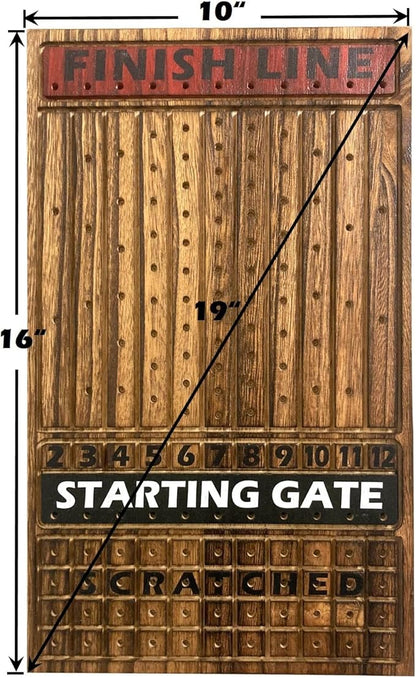Horse Racing Game for Adults Horse Race Board Game with 11 Luxurious Antique Matt Metal Horses(Bronze Brass Silver) 19” Wood Horse Race Game Board Dice &amp Card Included (Log)