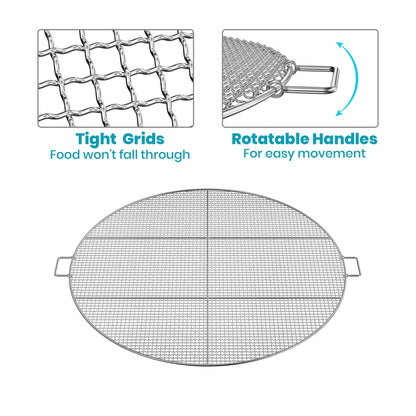 Stanbroil Fire Pit Cooking Grill Grate with 3 Support Bars - Outdoor Round BBQ Campfire Grill Grid - Camping Cookware - Stainless Steel, 36 Inch