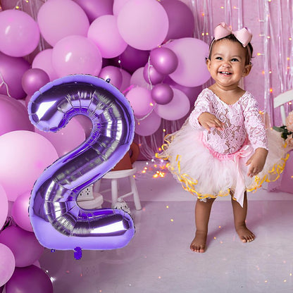 1 Number Balloon Purple 40 inch Big Foil Mylar 1st Balloons for 1 Year Old Boy Girl Birthday Party Decorations Wedding Anniversary Events Supplies