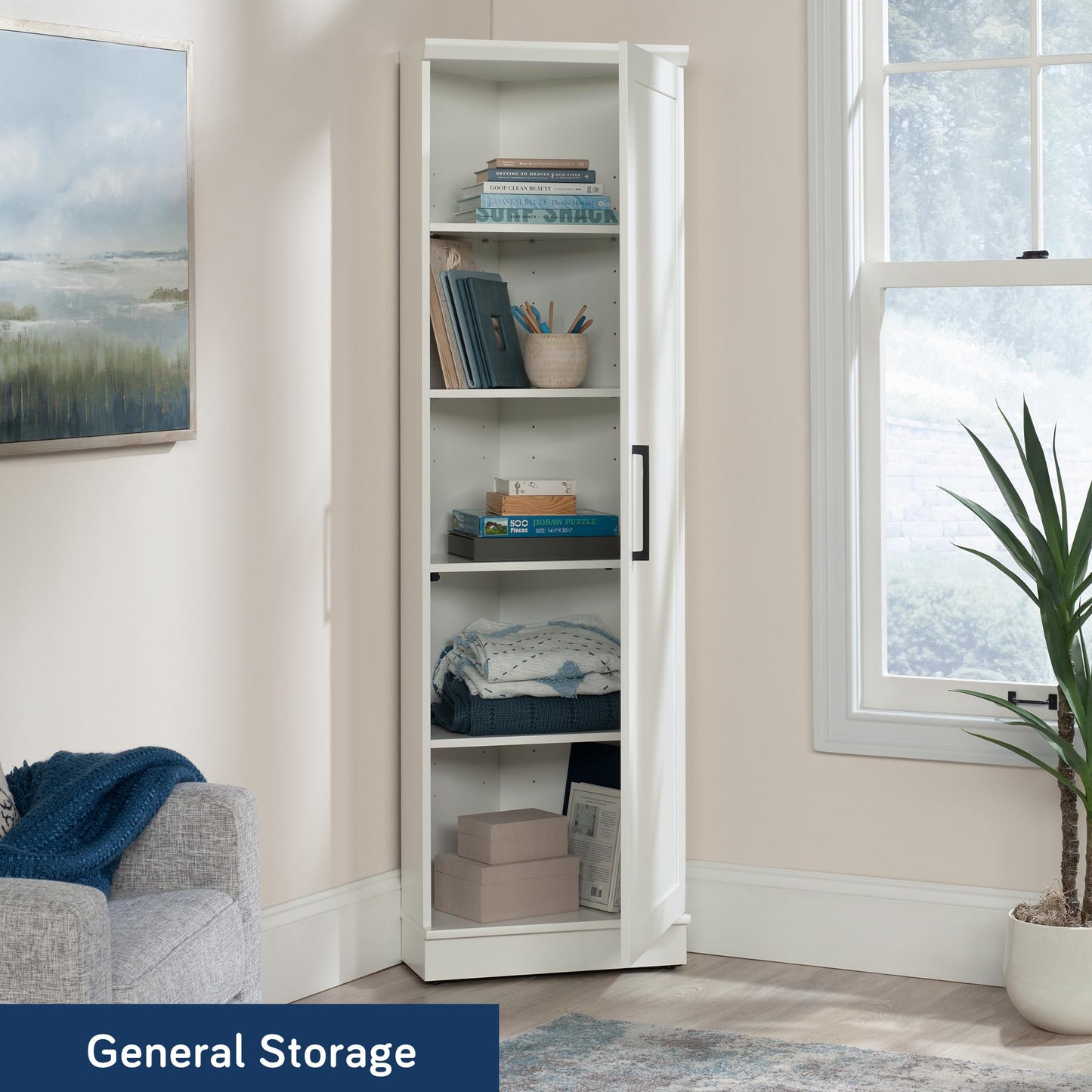 Sauder Homeplus Corner Cabinet, Soft White Finish