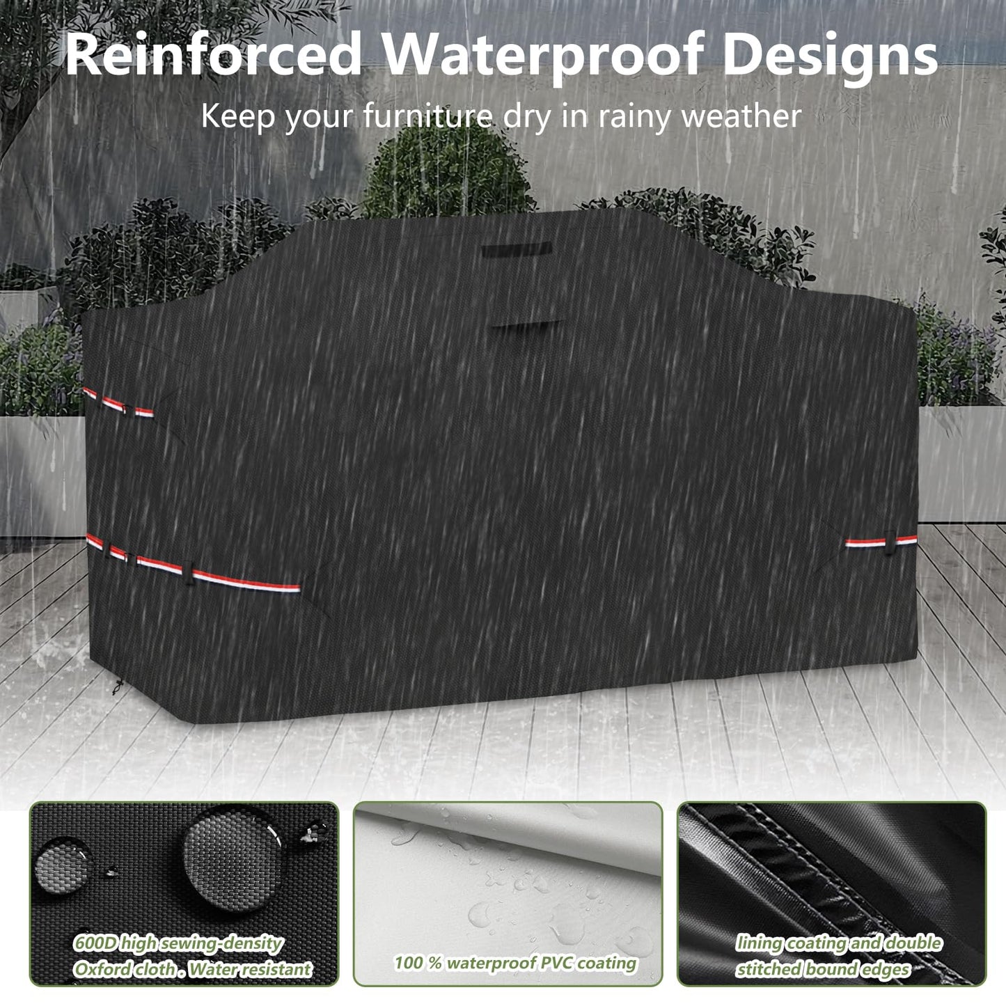 Osileyo 110 Inch Island Grill Cover - 600D Heavy Duty Waterproof All Weather Protection Outdoor Cover,Black