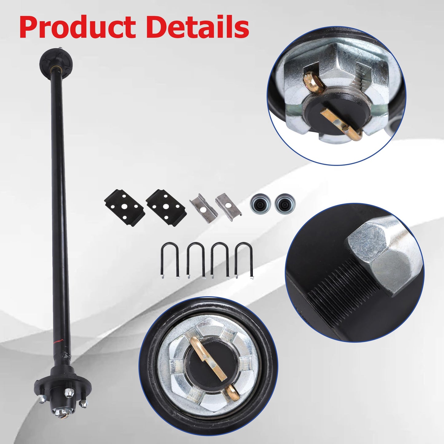 Thomletha Trailer Axle 2000 lbs Axle Beam 4 Lug Trailer Axle 56.5 inch Hub Face 46.5 inch Spring Center