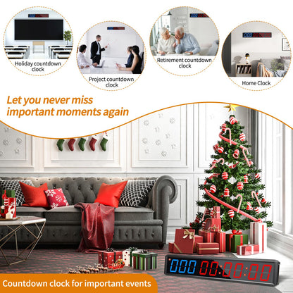SMAHEAT LED Countdown Clock, 999 Days, 23 Hours, 59 Minutes, 59 Seconds, Event Countdown Clock/Factory Accepts Your Exclusive Customization (2.1 inches 3 Blue+6 red)