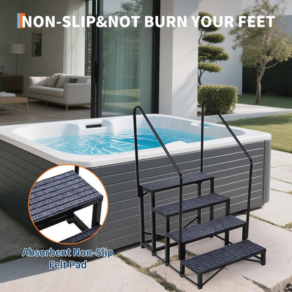 GarveeTech Portable 4-Step RV Stairs with Handrails, RV Steps Ladder with Non-Slip Mats, for Travel Trailers, Campers, Hot Tubs, Porch, Pool, Pets