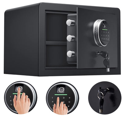 Biometric Digital Security Home Safe, Safes for Home Storage Cash Jewelry and Valuables,1.0 Cubic Feet Gun Use Storage Small Fingerprint Safe Box. (No fireproof bag, 9.8”H X 13.8”W X 11”D)