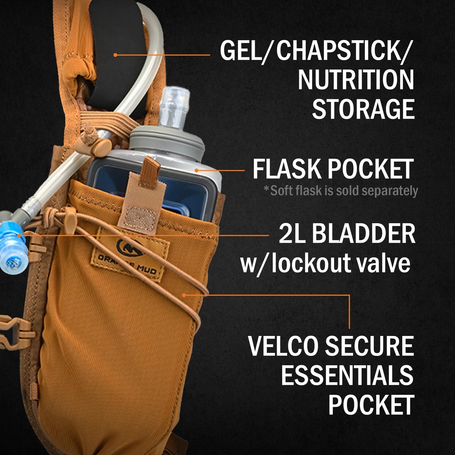 Orange Mud Adventure Pack 12 L 3.0 – Coyote Brown Hydration Backpack with Included 2 L Bladder – Trail Running, Hiking, MTB & Multi‑Sport Gear Pack
