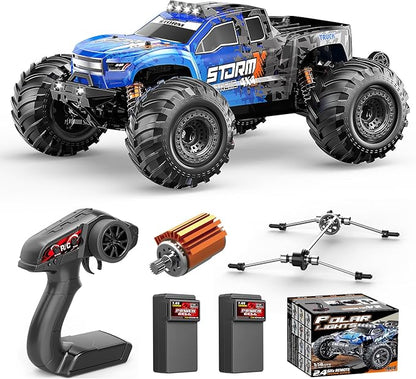 RC Cars 1:14 All Terrain Off-Road RC Truck 4WD Fast Remote Control Car 40 KM/H 4X4 Waterproof Monster Truck with 2×1300mAh Batteries Metal Shocks 6 LED Headlights RTR RC Vehicle