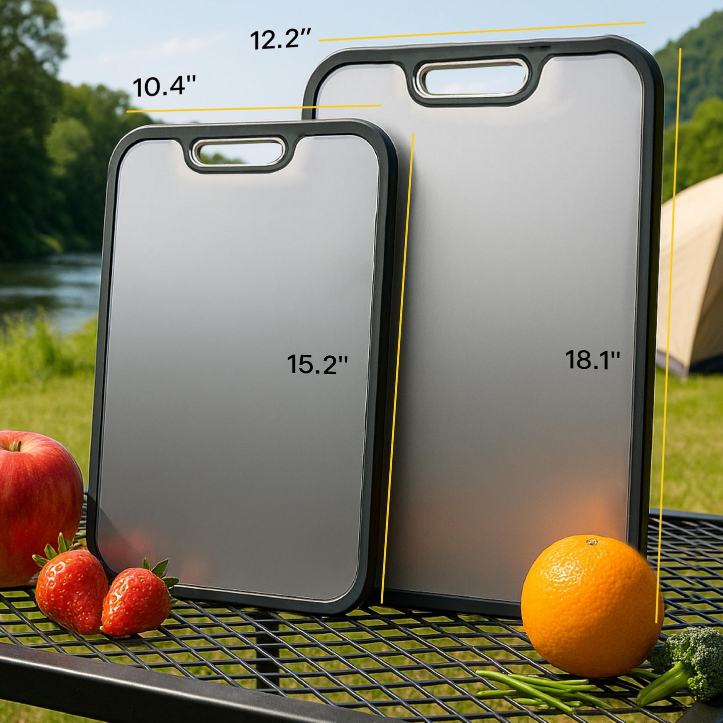 ChopChop USA Double-Sided Titanium Cutting Board – Food Grade, Rustproof, Dishwasher Safe, Durable Kitchen Board for Meat & Vegetables – Great for Daily Cooking, BBQ, Camping & Holiday Meals (Medium)