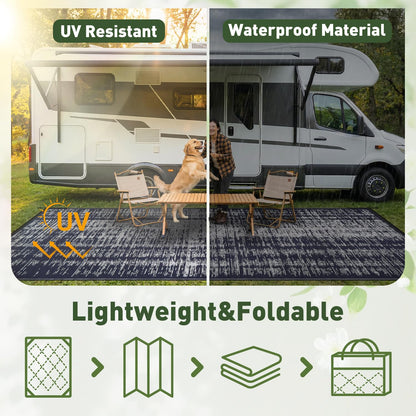 MontVoo Outdoor Rug Waterproof 9x18ft Outdoor Patio Rug Mat Reversible Plastic Straw Outside Rug Carpet Outdoor Rugs for RV Camping Picnic Beach Balcony Porch Deck