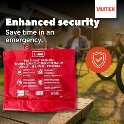 VLITEX Large Fire Blanket (98 x 118 in) | Engineered in Germany | Lithium Battery & Emergency Fire Suppression Blanket | Certified Fireproof Silicone & E-Fiberglass