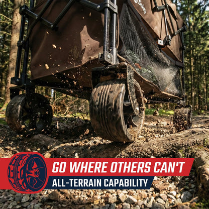 Sekey 500LBS Heavy Duty Double Decker Wagon with Extender, 400L Large Capacity Collapsible Garden Cart Fits 10x10 Canopy, All-Terrain Big Wheels with Brakes, Foldable Utility Wagon for Sports, Camping