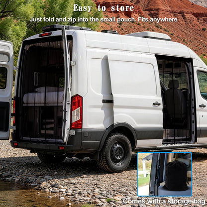 ZATOOTO Magnetic Van Bug Screen for Sliding Door Bug Screen - Side and Rear Van Door Bug Screen Set, RV Screen Door with Magnetic for Easy to Install and Remove, Universal Fly Screen for Camper Van