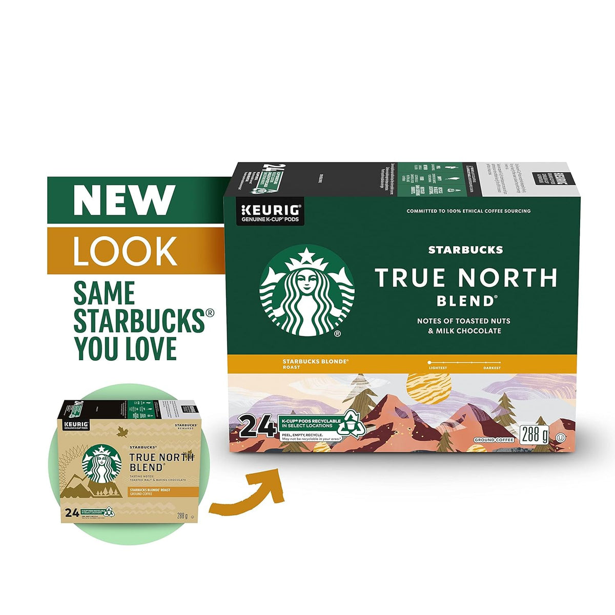 Starbucks True North Coffee K-Cup Portion Pack - Rich Flavor for Keurig Brewers | 24 Count