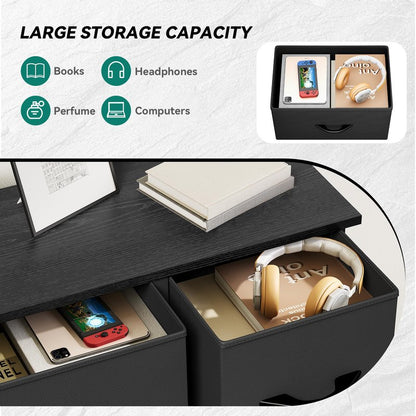 YITAHOME 9 Drawers Fabric Dresser, Dresser for Room, Black Chest of Drawers, Storage Tower Organizer Unit for Living Room, Closets - Sturdy Steel Frame, Wooden Top & Easy Pull Fabric Bins
