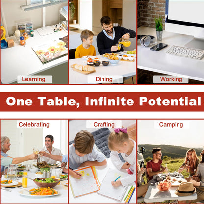 Elevon 6FT Folding Tables – Heavy Duty Portable Foldable Table with Built-in Handle, 300 lb Capacity – Ideal for Events, Parties, Crafts, Camping & Dining (4-Pack)