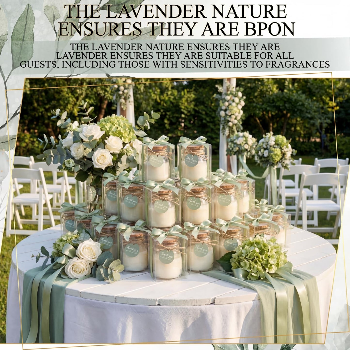 MTLEE 20 Sets Wedding Candle for Guests Sage Green Thank You Candles Gift Bulk Glass Jars Scented Soy Wax with Clear Gift Box for Sage Green Bridal Shower Housewarming Party Favors