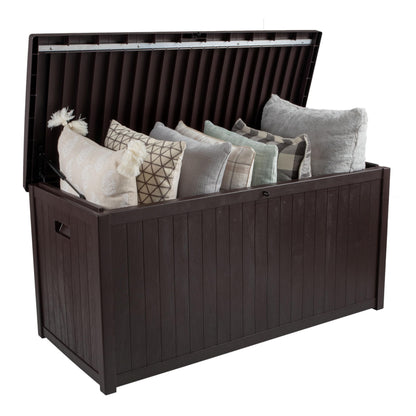 Outdoor Storage Box - 113 Gallon Lockable Deck Box for Pool Accessories, Patio Furniture Cushions, or Package Delivery Boxes for Outside - Deck Boxes Outdoor Waterproof by Pure Garden (Coffee)