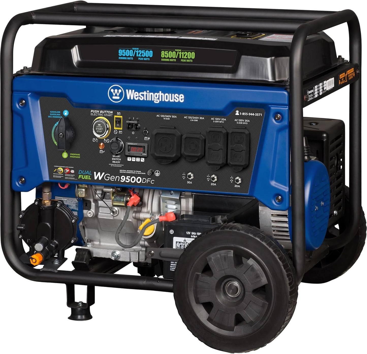 Westinghouse 12500 Peak Watt Dual Fuel Generator - Remote Start, Transfer Switch Ready, CO Sensor