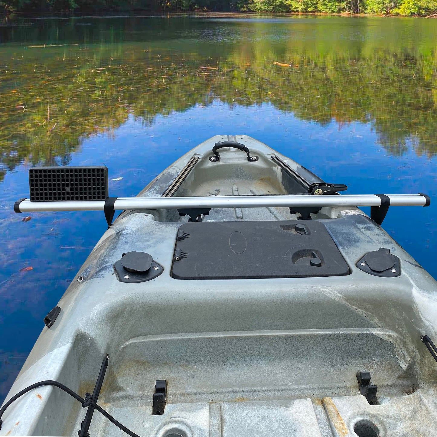 Codinter Kayak Trolling Motor Mount Kit, Kayak Transom Motor Mount for Fishing Kayak 2-in-1 Scupper Holes Kayak Tracks Mount