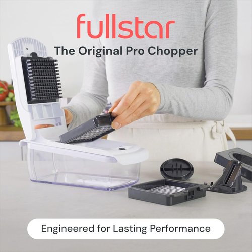 Fullstar Vegetable Chopper - 4-in-1 Pro Food Chopper & Spiralizer with Container | Essential Kitchen Gadget (White)