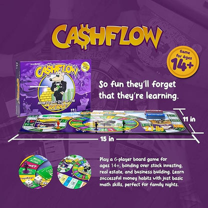Rich Dad CASHFLOW Board Game Educational Business &amp Finance Literacy Game Ages 14 &amp Up - Financial Learning Games for Kids Teens Adults and Family