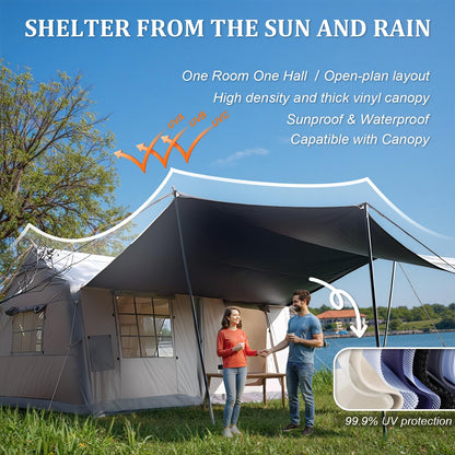 SENLEETO Large Inflatable Tent for Camping 10-12 Person, 10 * 13ft Inflatable Hot Tent with Stove Jack, Blow up Tents with Canopy,Easy Setup Inflatable Camping Tent,4 Season Glamping Tents