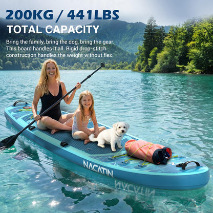 NACATIN Inflatable Stand Up Paddle Board for All Skill Levels, 10'6'' SUP Board for Adults with Non-Slip Deck, Full SUP Accessories & Kayak Seat, Great Stability for Lake, Ocean, Yoga & Fishing
