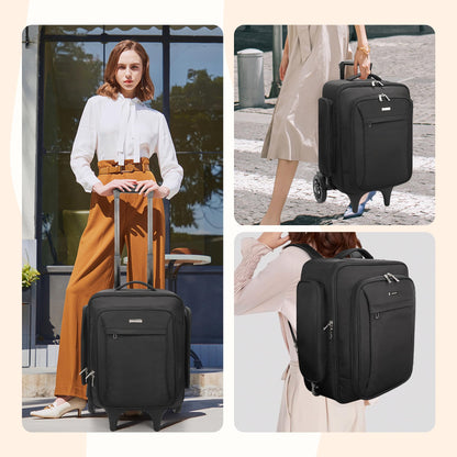 Relavel Rolling Makeup Case with Makeup Brush Case, Large Make Up Travel Organizer with 2 big Wheels, Professional Lockable Makeup Artist Backpack with Adjustable Dividers for Daily Use, Trip - Black