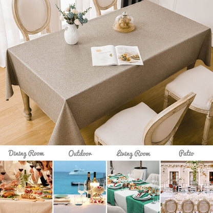 Veblandy Rectangle Tablecloth Linen Textured Waterproof & Stain Resistant Table Cloth Wrinkle Free Decorative Fabric Farmhouse Table Cover for Dining/Party/Buffet/Wedding, 60 x 84 Inch, Mocha