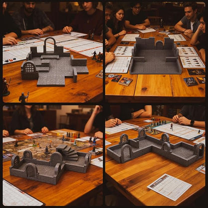 CZYY Magnetic Dungeon Tiles Set – 58 PCS Modular &amp Paintable Terrain Kit with Double-Sided Textured Floors Doors &amp Windows – Build 3D Battle Maps for DND Wargames &amp Tabletop RPGs (Basic