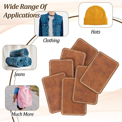 100 Pack Blank Leatherette Hat Patch with Adhesive, Rectangle Laserable Leatherette Patch, Faux Leather Patches for Hats Custom Fabric Repair Sew Laser Supplies (Chestnut, 2 x 3 Inches)