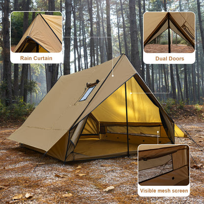 CampRavox Hot Tent with Stove Jack, 4-Season Waterproof Chalet Tent, Easy Setup Weather-Resistant Shelter for Winter Camping & Outdoor Adventures
