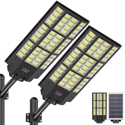 WYWNA 15000W Solar Street Light - 7000K Solar Lights Outdoor Dusk to Dawn, Solar Flood Lights Outdoor with Motion Sensor, Wide Angle IP66 Waterproof with Remote Control
