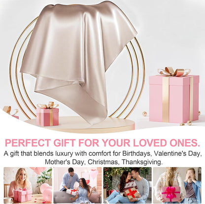 Skiennix Mulberry Silk Pillowcase - Queen Size, Hidden Zipper, Smooth & Breathable, Champagne Color