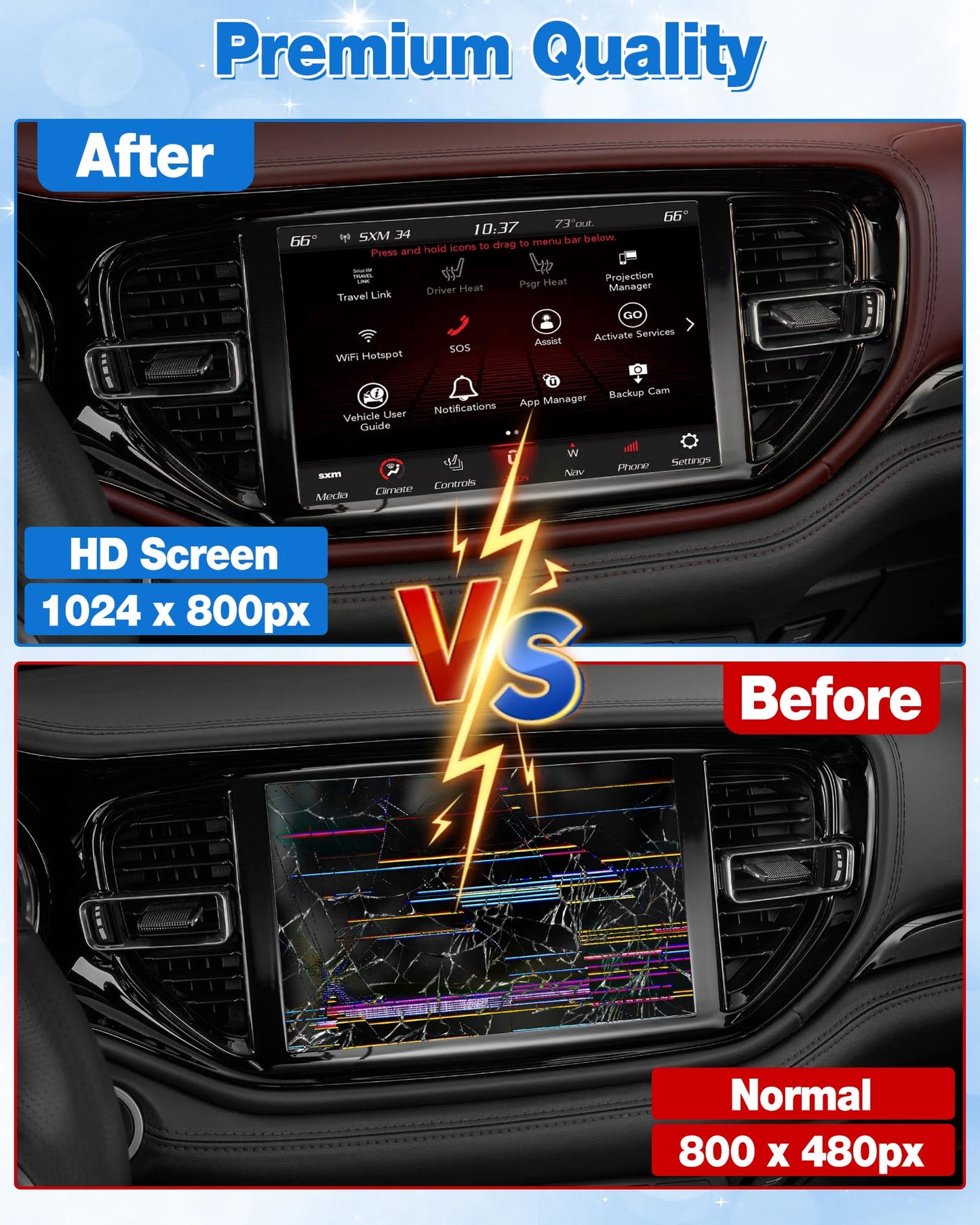 TDO-XGA084 8.4" Uconnect Screen Replacement, Uconnect 4C UAQ LCD Monitor Touch-Screen for 2018-2023 Jeep Dodge RAM Chrysler, 68388570AB
